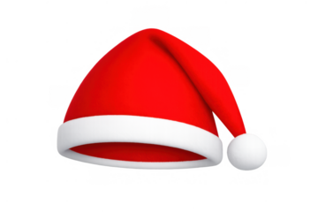 Santa hat 3d rendering for christmas celebration and winter holidays, transparent background concept
