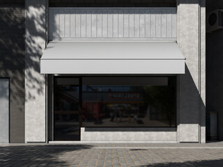 Blank Storefront Building 3D Render Mockup for Bakery, Store, Cafe, and Restaurant