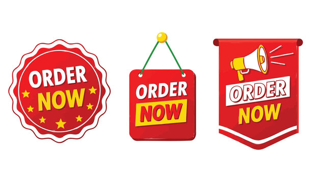 Order Now Label and Badge Set for E-commerce and Promotion Design