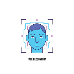 High quality face recognition icon in a modern flat outline style with vibrant gradient colors. Designed with a clean, minimal, and consistent look, these icons are perfect for technology websites