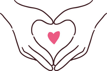 手・指でハートを表す手描きのハンドサイン