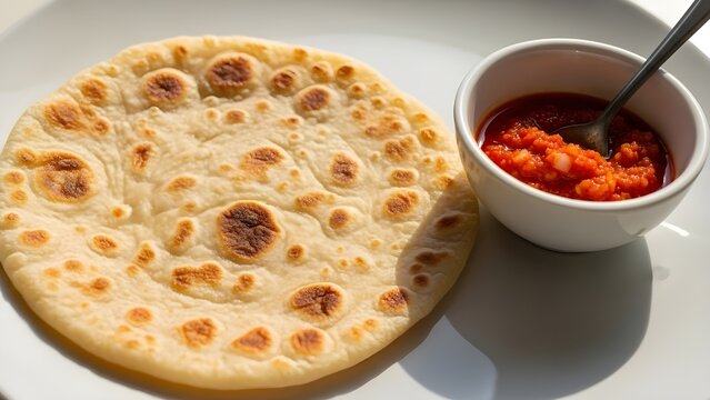 Sri Lankan Pol Roti with Spicy Lunu Miris &ndash; Close-Up