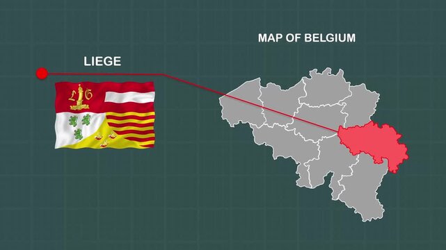 Liege Map abstract animated video footage with smooth motion background for modern digital design, presentations, advertising visuals and creative med