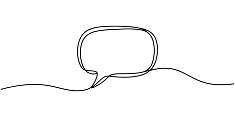 Speech bubble continuous one line art drawing dual conversation dialogue speech bubble vector illustration, Two speech bubble continuous one line art, Speech bubble continuous one line art drawing © Sahor