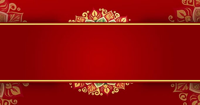 Luxurious red and gold banner with intricate floral designs, suitable for elegant party invitations, event posters, and holidaythemed projects.