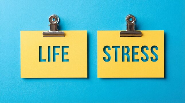 Overcoming life's stress visualizing solutions with yellow sticky notes in a creative workspace - Powered by Adobe