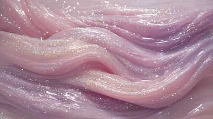 Abstract Pale Purple and Pink Shiny Glitter Texture Background with Smooth Swirls and Metallic Sparkles for Glamorous Beauty Aesthetic