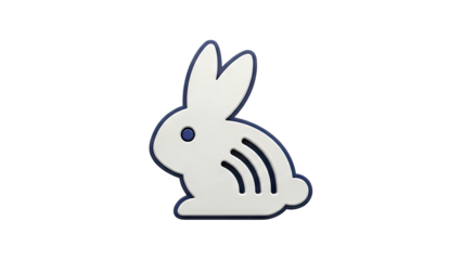 Stylized White Rabbit Icon with Blue Outline