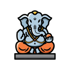 Fototapeta premium A blue and orange Ganesha statue with gold accents