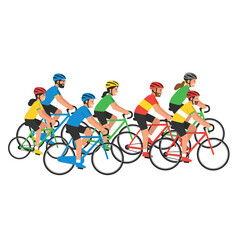 Obraz premium Diverse group of cyclists riding bicycles in a race or group tour