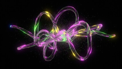 Neon Plasma Energy Ribbons Twisting in Dark Space