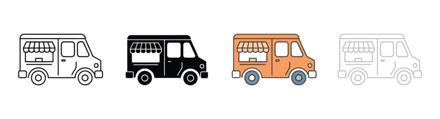 Food truck icon vector illustration, catering promotions, offering a modern and playful touch to food service visuals, mobile restaurant concept, culinary marketing, street food © John D. Thornton