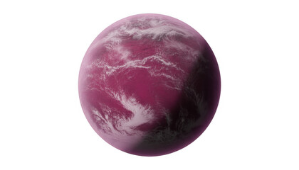 Obraz premium Pink planet with white clouds purple planet space isolated on a transparent background