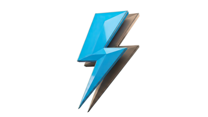 Blue 3D Lightning Bolt Icon