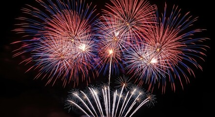 Red, White, and Blue Fireworks Celebration at Night