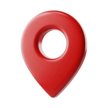 Red location pin marker isolated on a transparent background