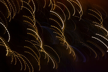 Exposure delay, dotted sparks, glowing dots, splashes of fire, chaos of illumination