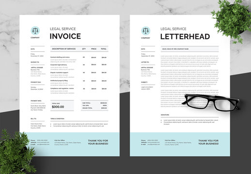 Blue And Black Invoice And Letterhead