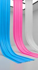 Blue Pink and White Silk Drapes for Transgender Day of Visibility