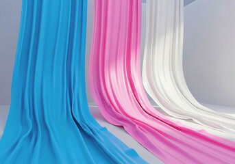 Blue Pink and White Silk Drapes for Transgender Day of Visibility