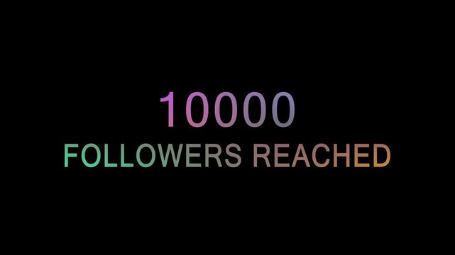 Fast growing follower counter reaching ten thousand milestone on black background