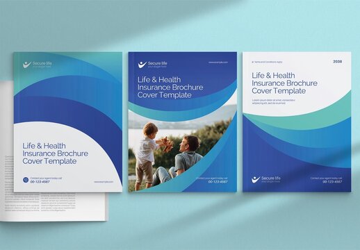 Brochure Cover Templates Set in Medical, Life & Health Insurance Theme for Corporate Report Covers