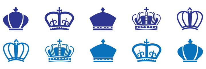Royal king crown queen princess tiara diadem prince crowns.  luxury tiaras, vector graphic collection, regal symbols, monarchy design, elegant emblem pack. eps 10
