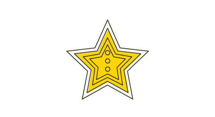 Obraz premium Golden Star Shape Icon with Triple Outline and Three Circles Center Symbol of Achievement and Success and Celebration and Award and Recognition and