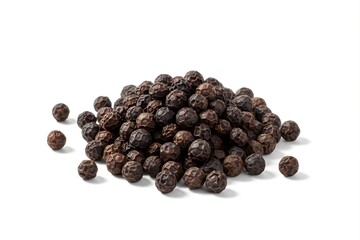 Heap of Black Peppercorns Isolated on White Background