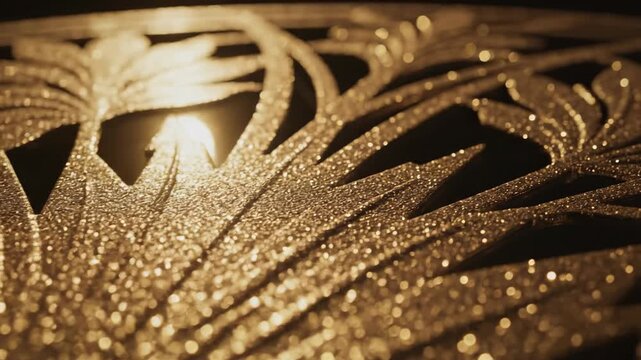 Golden Patterned Texture: A close-up shot captures the exquisite detail of a textured surface, showcasing intricate patterns and a warm, inviting glow.