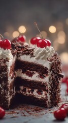 Black Forest Cake with Cherries and Cream