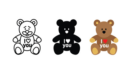 Obraz premium Three cute teddy bears with love messages on their chests