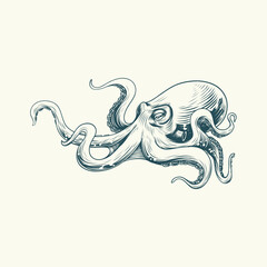 Naklejka premium Octopus hand-drawn illustration