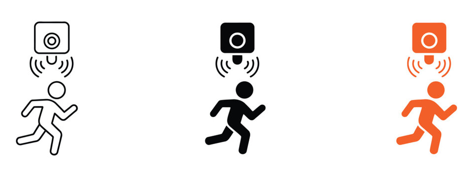 Motion sensor icon vector, representing security and smart home systems, automated home monitoring, motion detection technology, home automation, safety solutions