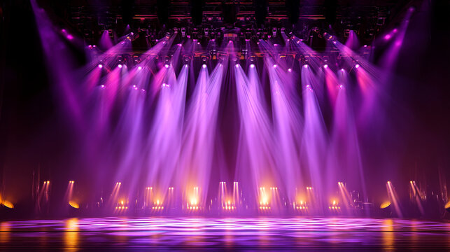 Purple and Pink Stage Lights with Haze and Reflective Floor