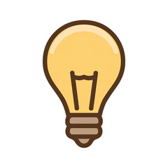 Obraz premium Cartoon illustration of a light bulb with a brown outline and a glowing yellow center