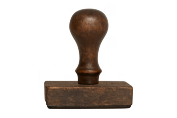 Wood rubber stamp with handle on transparent background