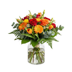 Vibrant flower bouquet isolated on transparent background