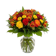Vibrant flower bouquet isolated on transparent background