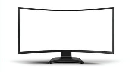 Fototapeta premium Black curved computer monitor with blank white screen on stand