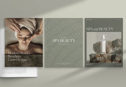 Elegant Wellness Brochure Cover Template for Beauty Spa, Salon & Healthcare Clinics