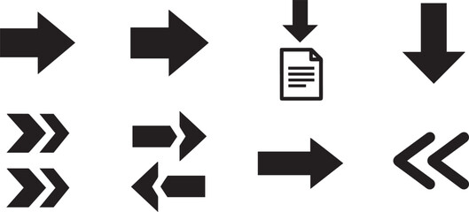 Collection of black directional arrows and document