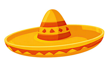 A vibrant, cartoon-style depiction of a traditional, wide-brimmed Mexican hat, with a high crown