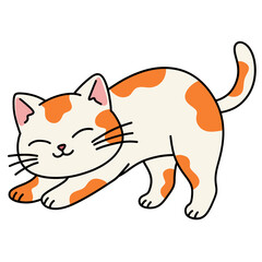 Fototapeta premium Cute Stretching Cat Illustration with Happy Expression