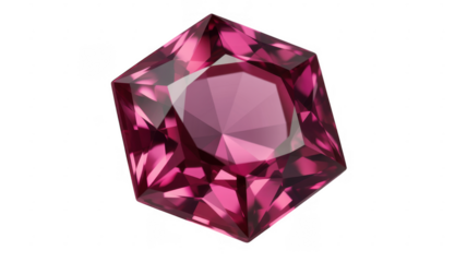 Pink gemstone with facets shiny isolated on a transparent background