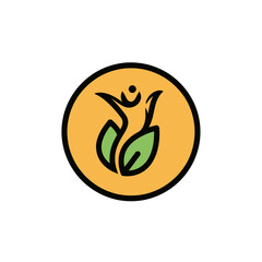 Obraz premium Abstract harmonious emblem representing vitality and natural growth with vibrant colors and dynamic shapes for eco-conscious
