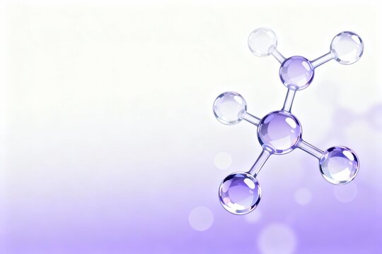 Molecular structure with purple spheres - Powered by Adobe