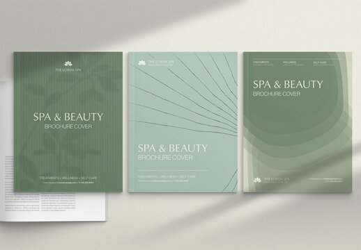 Beauty Spa Brochure Cover Template for Wellness Business Menus, Reports & Documents in Organic Style