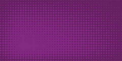 Vibrant purple abstract background with gradient halftone dotted texture. Wave pattern formed by dots creates dimension.