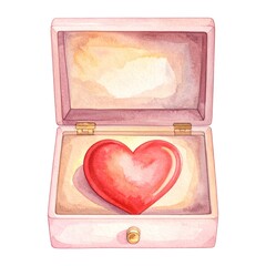 ルノルマンカード「ハート」箱に入った愛情の水彩画イラスト
Lenormand Heart &ndash; Watercolor Heart in a Gift Box Illustration